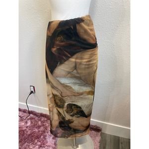Zara Mesh Cherub Angel Renaissance Print Skirt